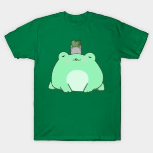 Chibi Frog With Succulent Plant (Mint) T-Shirt